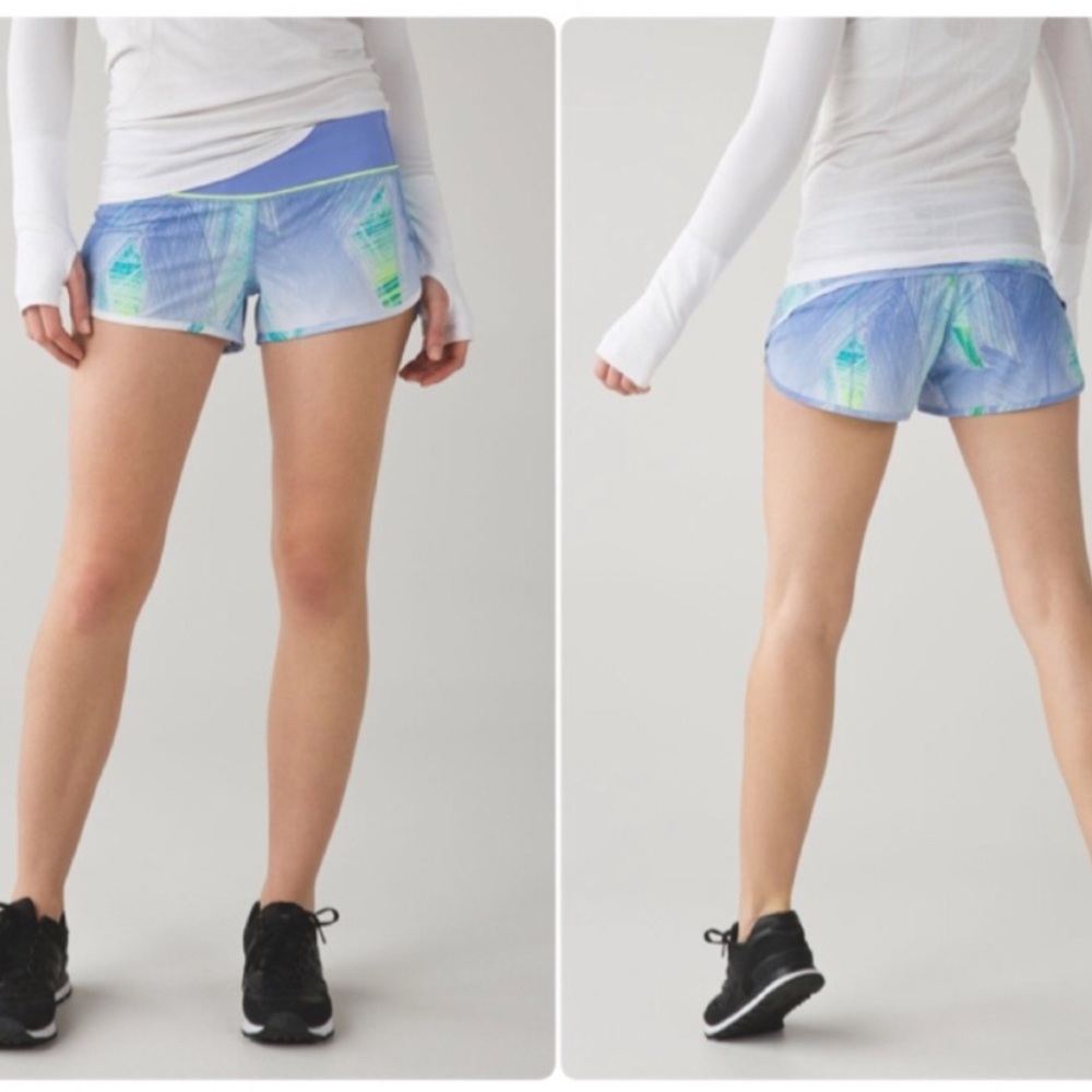 lululemon athletica speed shorts wind chill lullaby/ray size 4